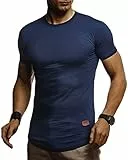 Leif Nelson LN-8294 T-shirt à col rond pour homme - Bleu - XL