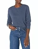 Amazon Essentials Pull à Col Rond en Polaire (Disponible en Grandes Tailles) Femme, Bleu Marine Chiné, L