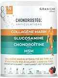 GRANIONS - Collagene Marin Poudre - CHONDROSTEO + Articulations - Glucosamine + Chondroitine - Collagene Hydrolysé d'origine marine - 10g PAR JOUR - Goût Fruits Rouges - 280 g