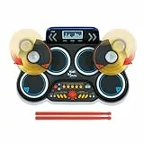VTech - Kidi DJ Drums, Batterie Électronique Enfant avec Pads Lumineux, Cymbales, Baguettes, Bluetooth, Prise Jack pour Casque, Apprentissages et Jeux, Cadeau Enfant Dès 6 Ans - Contenu en Français