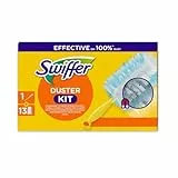 Swiffer Duster Plumeau Kit de Démarrage (1 Manche + 13 Recharges), Attrape et Retient 3 Fois Plus de Poussière et Cheveux qu'un Plumeau Traditionnel, pour Endroits Difficiles d'Accès