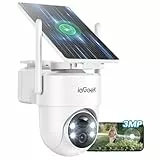 ieGeek 2K Camera Surveillance WiFi Exterieure sans Fil Solaire avec Panneau Solaire Amovible，360° Panoramique PTZ, Vision Nocturne Couleur, Détection Humaine PIR，Sirène，S5