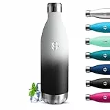 Grsta Gourde Isotherme, Gourde 1l, Gourde Inox, 24h Froid & 12h Chaud, Gourde sans Bpa, Gourde Metal, Double Vide, Gourde Sport, Facile à Transporter, Bouteille d'eau pour Bureau, Randonnée, Camping