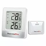 ThermoPro TP200C Station Meteo Interieur Exterieur Sans Fil, Thermometre Connecté avec Capteur de Température la Distance de Réception 150m, pour Terrasse, Jardin, Cave, LCD