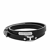 Diesel Bracelet Pour Homme , 18 Cm - 19.5 Cm Bracelet En Cuir Noir, DX0971040