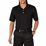 Amazon Essentials Polo de Golf à Manches Courtes, Évacuation de l’Humidité et Séchage Rapide Homme, Noir, L