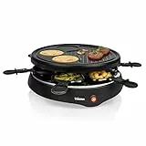 Raclette Tristar pour jusqu’à 6 Personnes, Avec 6 Poêlons et Zone Crêpe et Grill, Ø29 cm, 800 W, Noir, RA-2998