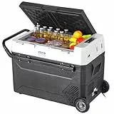 VEVOR Réfrigérateur Portable à Compression 60 L, Mini Frigo de Voiture 12 V, Glacière sur Roulettes à Zone Unique, Température Réglable -20 °C à 20 °C, pour Camion Bateau Maison Camping Extérieur