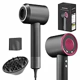 AIUNAOM Sèche-Cheveux Ionique Professionnel 150 000 RPM – Seche Cheveux Silencieux Léger avec Diffuseur Cheveux Bouclés, Moteur Brushless, 4 Températures, 3 Vitesses, Accessoires Magnétiques