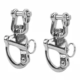 TKSE Manille Pivotante, 2 Pièces Manille Pivotante Marine à Dégagement Rapide, Manilles Universelles Haute Résistance en Acier Inoxydable 316 pour Gréement de Voilier
