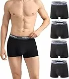 wirarpa Boxer Homme Caleçon Hommes Modal Doux Confortable Trunk sans Etiquette Lot de 4 Noir Taille S