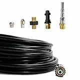 M&M Smartek Lot de 6 tuyaux de nettoyage pour tuyaux Kärcher Kränzle NILFISK ALTO WAP Professional HD HDS 1/8' AG : M22 x 1,5 IG & adaptateur baïonnette & adaptateur KEW & 2 buses (30 mètres)