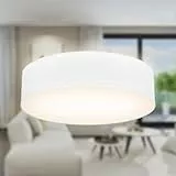 B.K.Licht - Plafonnier avec abat-jour en tissu, douille E27, max. 40 watts, lustre, lustre salon, lustre chambre, luminaire plafonnier, lustre cuisine, plafonnier salon, 38x10 cm, blanc