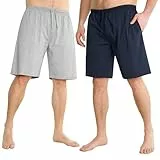 CityComfort Short Pyjama Homme Douillet Tenue D'intérieur avec Poches - Paquet 2 (2XL, Marine/Gris)