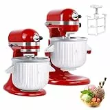 Accessoire pour machine à crème glacée KitchenAid, compatible avec les batteurs sur socle KitchenAid de 4,5/5 QT et 6 QT, machine à crème glacée et sorbet pour KitchenAid, 2 litres, blanc (machine