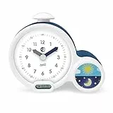 Pabobo x Kid Sleep - Réveil Educatif – Veilleuse - Enfant - Jour/Nuit - Affichage Digital - 3 Alarmes au choix - Fille et Garcon - Secteur ou à Piles - Clock - Bleu