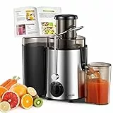 FOHERE Centrifugeuse Extracteur de Jus, 400W Centrifugeuse Fruits et Legumes à 3 Vitesses, Bec Anti-goutte, Grand Bouche en Acier Inox, Sans BPA Pichet à Jus et Recette de Jus
