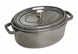 STAUB Cocotte en Fonte Émaillée avec Couvercle, Tous feux dont induction, 4 à 5 personnes, Ovale, 29 cm, 4,25 L, 6,3 kg, Gris Graphite
