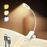 Glocusent Lampe Livre 10 LED, Lampe de Lecture au lit, Liseuse Lampe Rechargeable, 3 Couleurs & 3 Intensités, Autonomie 80h, Idéale pour Amoureux Livres, Gadget insolite utile