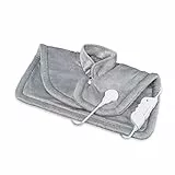 medisana HP 622 Coussin chauffant pour le cou et les épaules, Cape chauffante électrique, Protection contre la surchauffe et arrêt automatique, 6 niveaux de température, Lavable, Gris