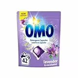 OMO Capsules de lavage à la lavande - Élimine les taches puissantes, fraîcheur durable jusqu'à 14 jours - Contrôle des odeurs - Capsules de lessive compatibles avec les détergents à froid - 42