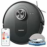 Proscenic Q8 Aspirateur Robot Laveur 5000Pa, Robot Aspirateur Navigation Lidar 360°, 5 Cartes Editables, 200 min d'autonomie, Convient aux Poils d'animaux,Cheveux,Tapis et Sols,Connecté App,Alexa