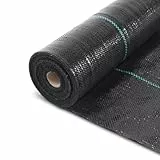 vounot® Toile de Paillage Contre Les Mauvais Herbes 50M x 1M en Fibres de Polypropylène Tissées Anti-UV 100 g/m2 Résistant Aux Déchirures avec Haute Stabilisation Bâche de Paillage Noir