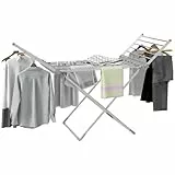 HOMCOM Sèche-Linge étendoir Pliable avec Cadre en Alliage d'aluminium, 2 Ailes latérales Extensibles 144 x 53 x 91 cm