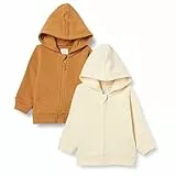 Amazon Essentials Sweat-Shirt à Capuche Zippé en Tissu Éponge French Terry Mixte Bébé, Lot de 2, Beige/Fauve Foncé, 24 mois
