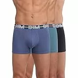 DIM Boxer Homme Style Powerful Coton Stretch x3, Bleu Jacinthe/Vert Viride/Noir, L