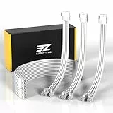 EZDIY-FAB Câble d'extension PSU gainé Custom Mod Câble d'alimentation PC, tressé en Nylon Souple avec kit de Peigne 24PIN/8PIN à 6+2PIN/ 8PIN à 4+4PIN-30CM 300MM - Edition Tout Blanc