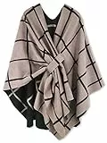 Breezy Lane Poncho Cape réversible pour Femme Ruana élégant Cardigan Ouvert sur Le Devant pour l'automne et l'hiver