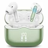 Écouteurs Bluetooth 5.4, Ecouteurs Bluetooth sans Fil avec ENC Réduction Antibruit Mic, 40H Hi-Fi Son Stéréo Durée de Lecture, Oreillette Sans Fil IP7 Étanche, Écran LED, Casque pour Android iOS, Vert