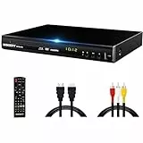 Lecteur Blu-Ray pour TV, Lecteur DVD WISCENT avec Sortie Coaxiale/HDMI/AV, entrée USB, Tous Les DVD etRégion B/2 Disques Blu-Ray, Compact Full HD, Lecteur Blu-Ray 1080p