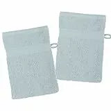 Stof - Lot de 2 Gants de Toilette - Taille 15x21 cm - 100% Coton Bio - Couleur Ciel - Modèle Lagune - Linge de Bain - Doux et de Bonne qualité - Certifié Oeko Tex