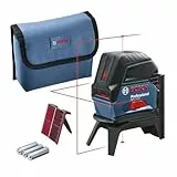 Bosch Professional laser ligne en croix GCL 2-15 (laser rouge, pour l'intérieur, avec points d’aplomb, portée : 15 m, 3 piles AA, support rotatif RM 1, cible laser, housse de protection)