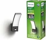 Philips Applique Murale Exterieur LED, Lampe Exterieur avec detecteur de mouvement, Gris Anthracite, Résistant à l'eau IP44, Philips Splay pour éclairage de votre maison, jardin et terrasse