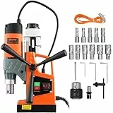 VEVOR Perceuse Magnétique, Perceuse à Colonne Portable 1450 W, 12500 N, 850 tr/min, Max. Diamètre d'Alésage (Foret de Carottage) 40 mm, Max. Profondeur de Carottage 50 mm