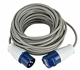 Electraline 46148 Rallonge 20 mt Prise industrielle Fiche IEC 3 pôles Convient pour camping-car, camping, caravane, bateau, chantier-gris, IP40