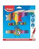 Maped - Crayons de Couleur Color'Peps Classic - 24 Couleurs Vives - Crayon de Coloriage Triangulaire Ergonomique - Pochette Carton de 24 Crayons en Bois Certifiés FSC