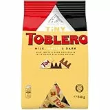 TOBLERONE - Assortiment de Mini Chocolats au Lait, Noir et Blanc avec Nougat au Miel Et Aux Amandes - Idée Cadeau Noël - Chocolat à Offrir ou Partager - 1 Sachet de 248 g