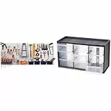 FISCHER DAREX Panneaux Muraux X2 et Accessoires de Rangement X32 810730 Métal & Stanley Superposition Organiseur 9 Compartiments - 3 Étages - Ossature en Polypropylène Résistant - Tiroirs Souples