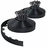 VOUNOT® Bordure de Jardin en Plastique 40 mètres avec 80 Piquets d'ancrage Bordurette de Pelouse Flexible Bordure de Gazon avec piquets Solides Idée de Jardin Hauteur 50mm Noir