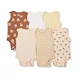 Amazon Essentials Body sans Manche Mixte Bébé, Lot de 6, Multicolore/Tigre, 18 mois