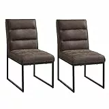 Ball & Cast Lot de 2 chaises de salle à manger rembourrées en similicuir avec cadre en métal Gris