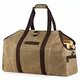 BONTHEE Sac de transport en toile cirée pour bois de chauffage, sac fourre-tout extra large, 91,4 x 61 cm, imperméable, kaki clair (kaki)