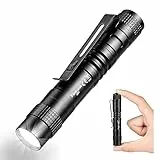 flintronic Mini Lampe de Poche LED, 9cm Aluminium Lampe Torche Led avec Clip, 200 lumens stylo Lampe de Poche Portable Étanche Torche pour Bricolage, Travail, 1*AAA Piles (Non Incluses)