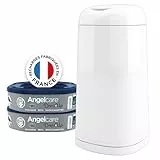 Angelcare Poubelle à Couches + Recharge Anti Odeurs/Grande Capacité Antibactérien Usage Simple Dress up Blanc + Angelcare - Recharge Octogonale pour Poubelle à Couche Dress up/Essential - 1 unité