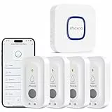 Maxcio Détecteur de Fuite d'eau Connecté avec Passerelle et Batterie, Détecteur d'eau Wi-FI pour sous-Sol, Salle de Bain et Cuisine, Alarme Réglable de 110 DB, Notifications par APP, SMS et téléphone