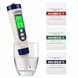 Shiptree Testeur pH 5-en-1 Haute Précision (± 0,01), Mesure pH, TDS, EC, Salinité, Température, Écran LCD Rétroéclairé, Compensation Automatique, Pour Piscine, Eau Potable, Aquariums – Bleu